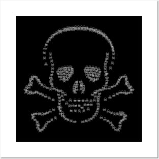 Skull and Crossbones White on black Posters and Art